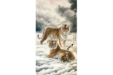 胡爱民四尺竖幅老虎图《王者风范》