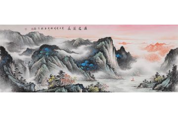 张利新品创作写意山水画作品《源远流长》