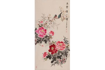 玄关装饰画 丁珂四尺竖幅写意牡丹图《玉堂富贵》