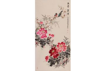 丁珂新品四尺竖幅写意花鸟画《玉堂富贵》