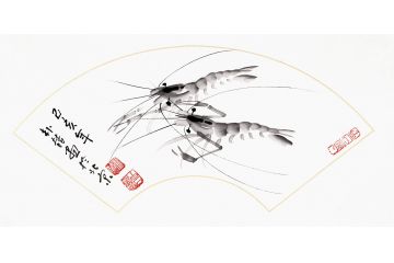 齐白石孙媳朴喆新作《虾趣》