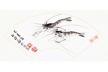 国画大师齐白石后人朴喆最新作品《虾趣》