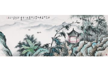 李国胜竹子山水画《一两三枝竹竿，四五六片竹叶》