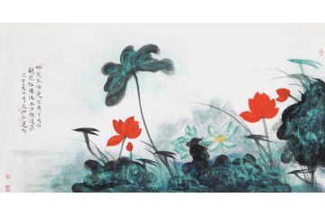 和和美美荷花图 林清泉新品花鸟画《妙笔生神连百看不厌烦》