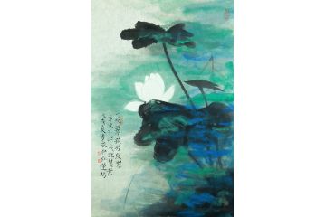 禅意装饰画 林清泉新品佳作荷花图《一花一叶，孤芳致洁》