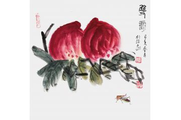 齐白石孙媳朴喆老师新品寿桃图《双寿》