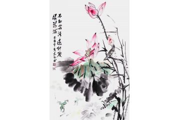 周志红新品写意荷花图佳作《不知芳渚远，但爱绿荷深》