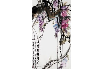 周志红新品国画紫藤图《无题》