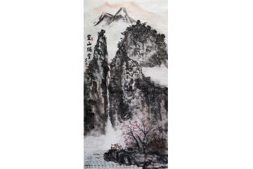 周志红四尺竖幅国画作品《燕山瑞雪》