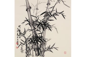 室内吉祥挂画 石荣禄斗方竹子图《竹报平安》