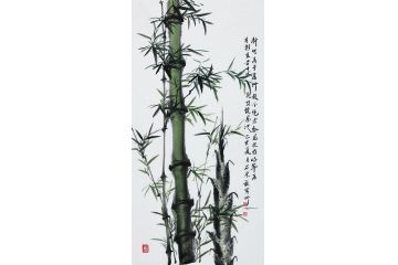 进门玄关挂画 石荣禄四尺竖幅竹子《新竹》