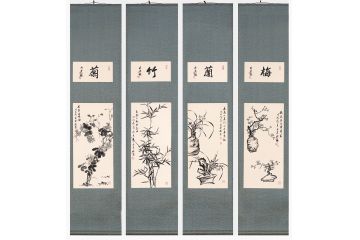 实力派画家石荣禄花鸟画四君子《梅兰竹菊》