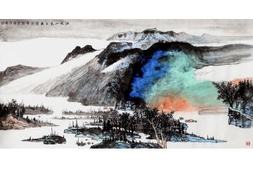 美协画家史清君四尺横幅新品《湖光山色》