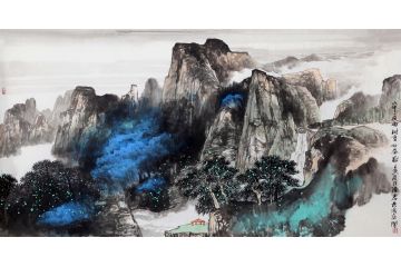 泼彩山水画 史清君新品创作国画《山中一夜雨》