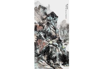 史清君新品力作三尺竖幅国画作品《幽谷溪声》