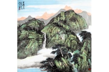 青绿小品画 美协画家史清君作品《云漫青山》