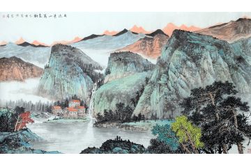 美协画家史清君青绿山水画《雨过青山万象新》