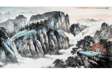 美协画家史清君新品山水画《云龙出谷》
