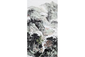 美协画家史清君新品竖幅山水画《云水间》