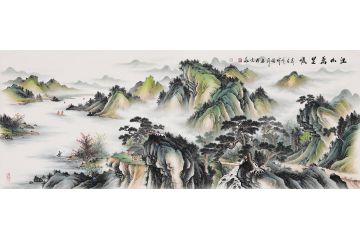 仿古精品国画 张利新品手绘国画《江山万里顺》