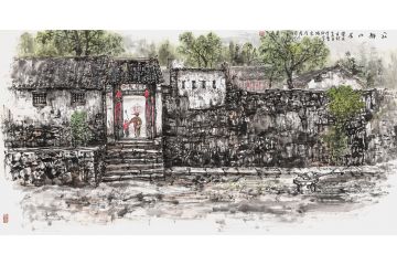 张建亮新品创作四尺横幅山水画作品《寂静山居》