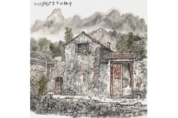 张建亮新品力作写生风景国画作品《宁静的早晨》