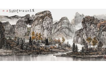 张建亮新品力作国画山水画《万景仙沟初入秋》