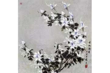 写意花鸟画 李乐小品画《香远益清》