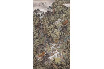 美协会员张林荣仿古典藏国画《兰亭修楔图》