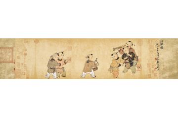 儿童房装饰画 中美协会员杜艳风俗人物画系列《行乐图》