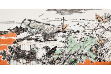 收藏佳品 中美协会员杜艳山水画作品《田野的风》