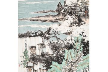中美协会员杜艳新品斗方山水画作品《穷款》