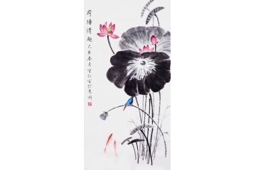 齐守仁新品国画荷花图《荷塘清趣》