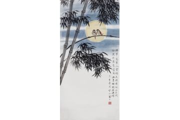 书房挂画 齐守仁新品竹子图《竹月图》