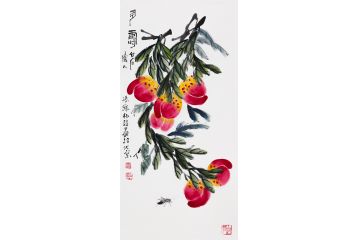 齐白石孙媳 朴喆写意寿桃画《多寿》