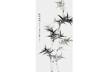 节节高升 任正华新品三尺竖幅竹子图《绿静春深》