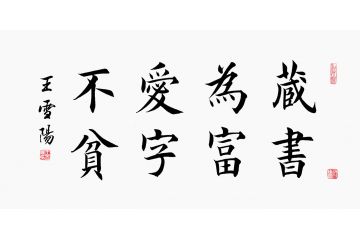 王雪阳新品楷书书法《藏书为富爱字不贫》