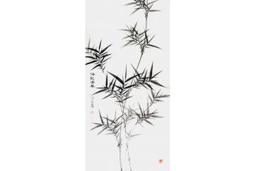 任正华三尺竖幅竹子图《倩影清风》