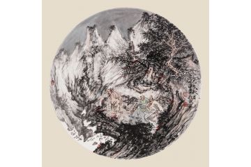 仿古小品画 中美协张林荣山水画新品《对弈》