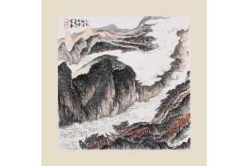 室内装饰画 中美协张林荣国画山水画《穷款》
