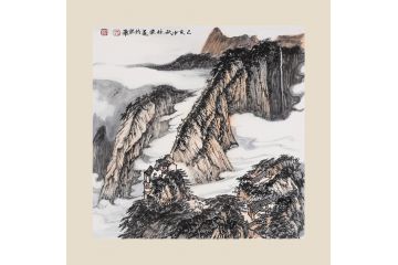 中美协画家张林荣新品斗方小品山水画《穷款》