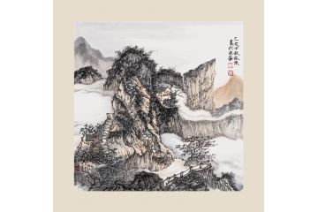 中美协画家张林荣新品创作小品山水画《穷款》