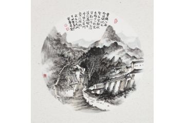 中美协张林荣国画斗方山水画《曾识江南路》
