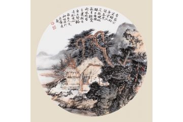 中美协张林荣仿古小品《有客下吴关 相逢云水间》