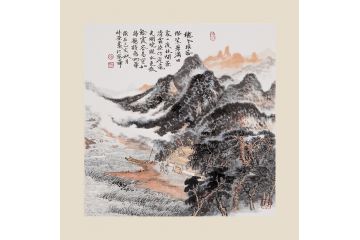张林荣新品山水画作品《秋冬摇落际 紫翠满田家》