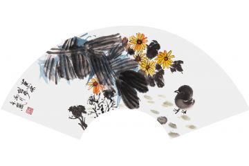 书房装饰画 张金凤花鸟画佳作《蕉林信步》