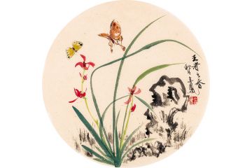 张金凤老师斗方花鸟画《王者之香》