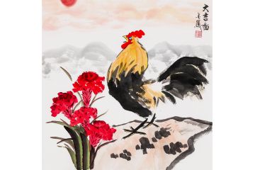 书房挂画 张金凤新作公鸡图《吉利图》