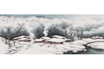 李国胜新品六尺横幅山水画作品《瑞雪兆丰年》