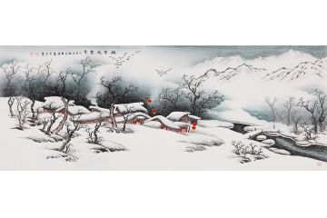 李国胜新品创作雪景山水画《瑞雪兆丰年》